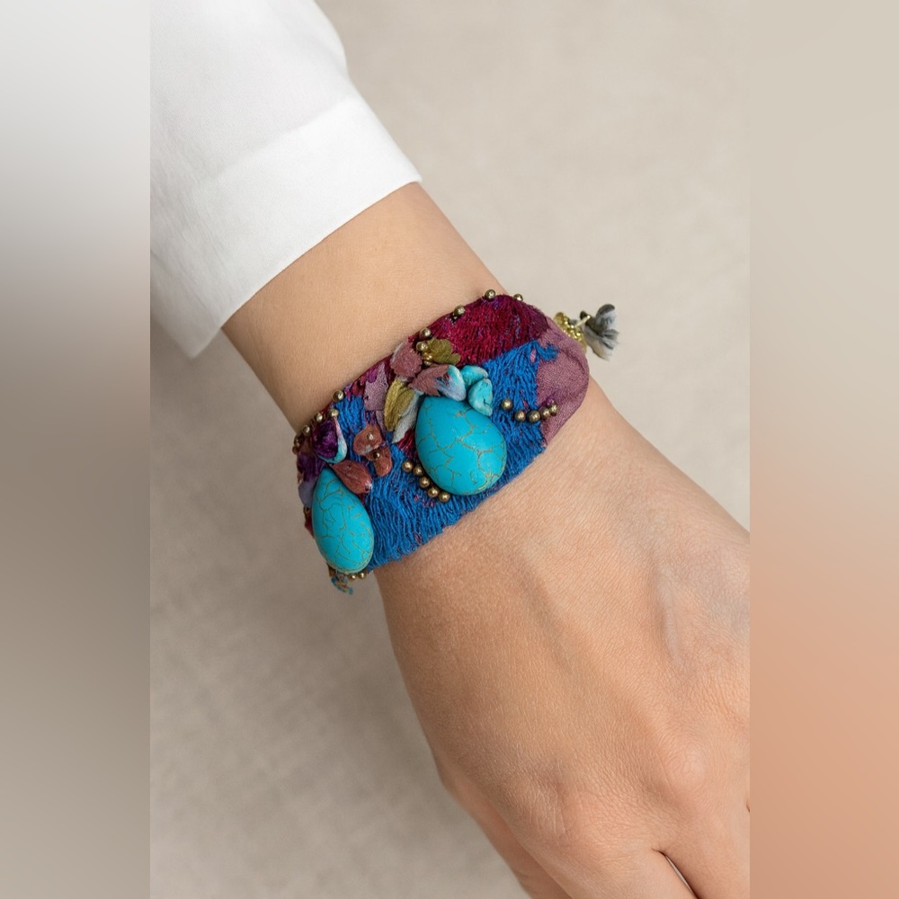 Handcrafted Bohemian Bracelet with Turquoise semi-precious Stone